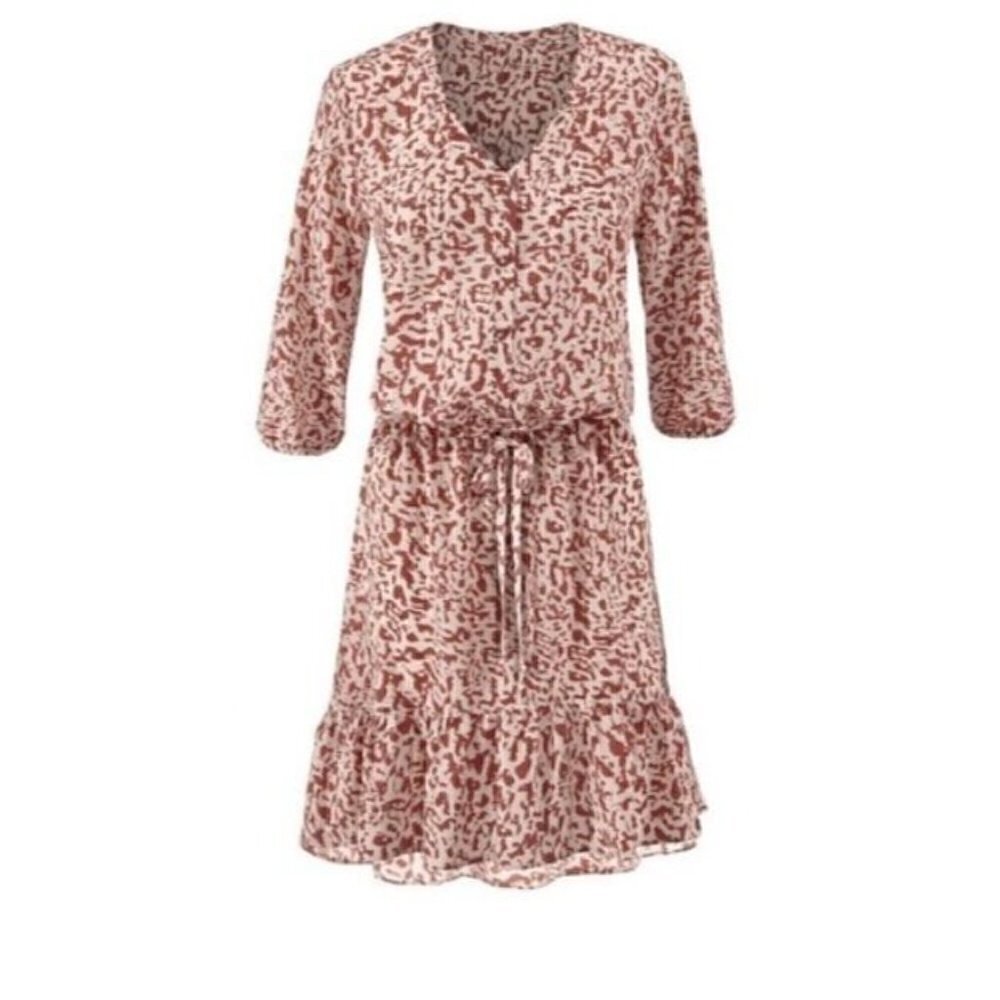 Cabi Dress Womens Small Sienna Ruffle Trim Animal Print Peasant Boho Flirty - Picture 6 of 9